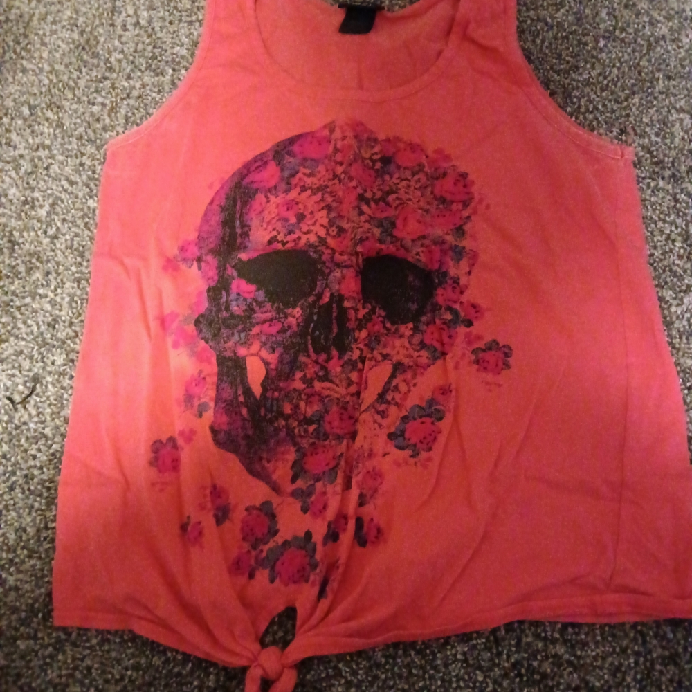Women's Pink Skull Graphic Tank Top